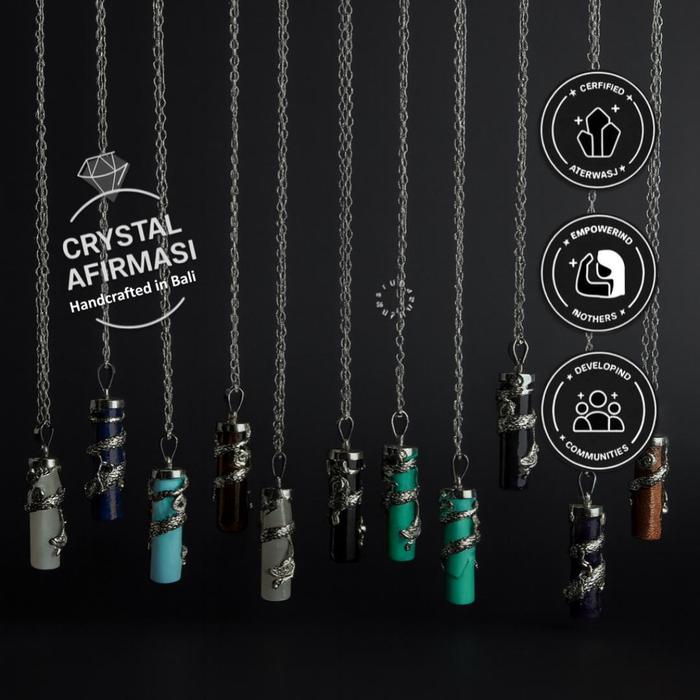 Zupazupazuu - JAWA BALI COLLECTION FENGSHUI - Kalung Tabung Naga Weton Batu Kristal Mantra Kelahiran