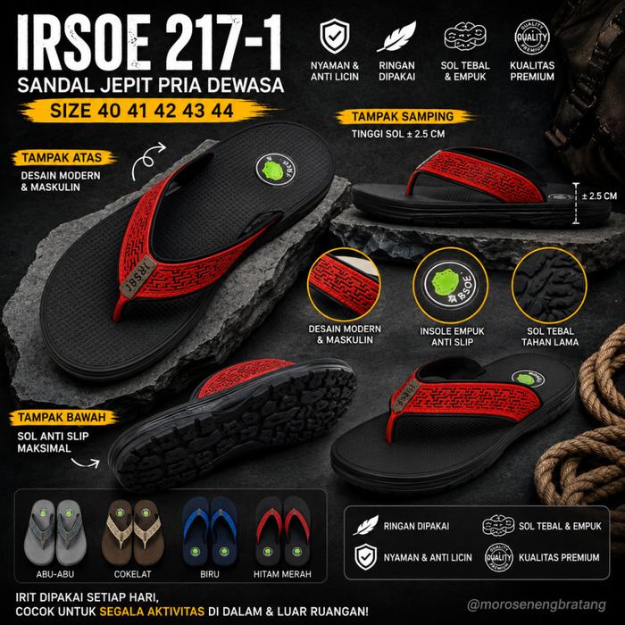 IRSOE 217-1 Sandal japit pria dewasa size 40 41 42 43 44 BAHAN RINGAN EMPUK BAHAN GA LICIN