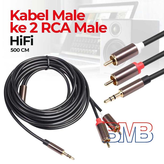 N22 500CM Kabel 3.5mm Male ke 2 RCA Male HiFiM Vention
