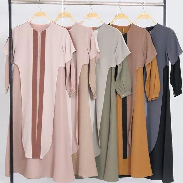 Nafisa Syar'I Hijab Umur 11-15 Thn Gamis Remaja Model Lebaran Kekinian Bahan Dress Crinkle Airflow H