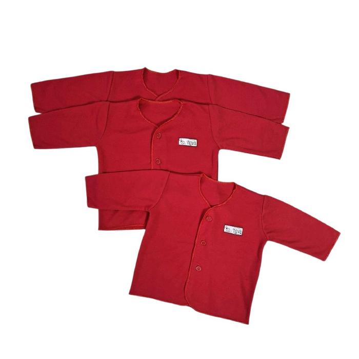 NOVA BAJU BAYI LENGAN PANJANG MERAH ( 0 - 3 BULAN )