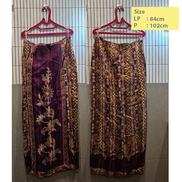 Preloved Kain Jarik Jahit Instan Motif Bunga Perpaduan Ungu & Emas Anti Ribet Tinggal Pakai