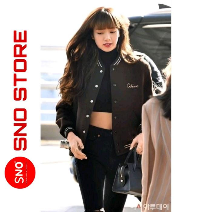 Jaket Varsity Korean Style C**line Baseball Big Size ( S - 6XL ) Logo Bordir / Embroidery Jaket Bisb