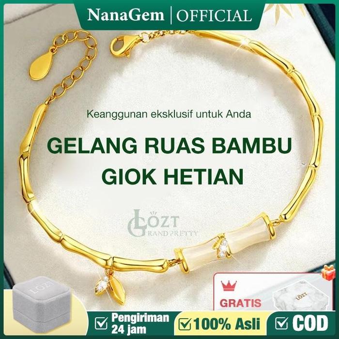 Gelang Giok Bambu Gelang Giok Lapis Emas 24k Gelang Segmen Bambu Giok Hetian Gelang Batu Giok Asli C