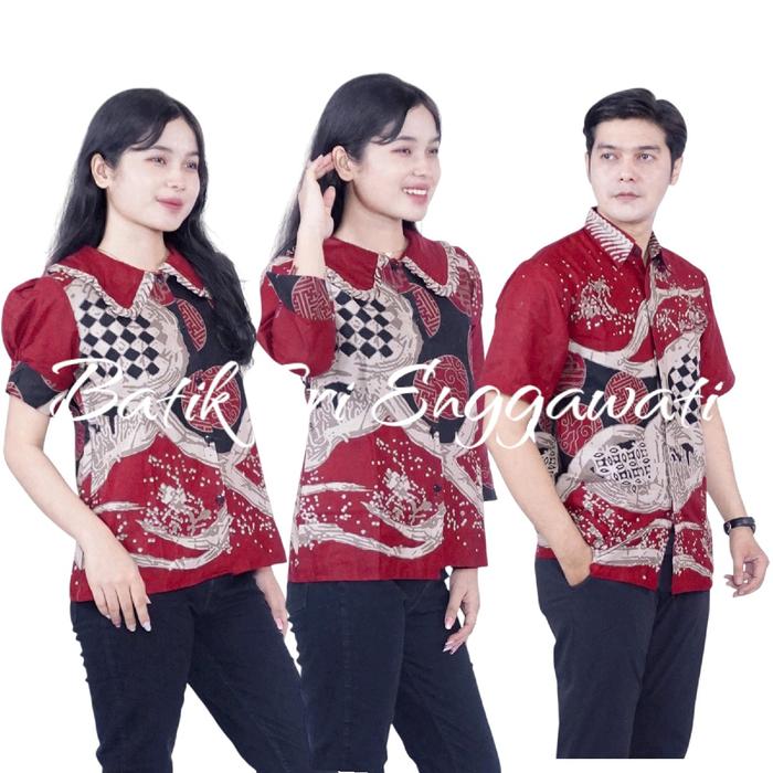 SriEnggawati- Batik couple/atasan Batik wanita/Hem Batik Pria/Batik Seragam/Baju Kerja/Batik Modern/