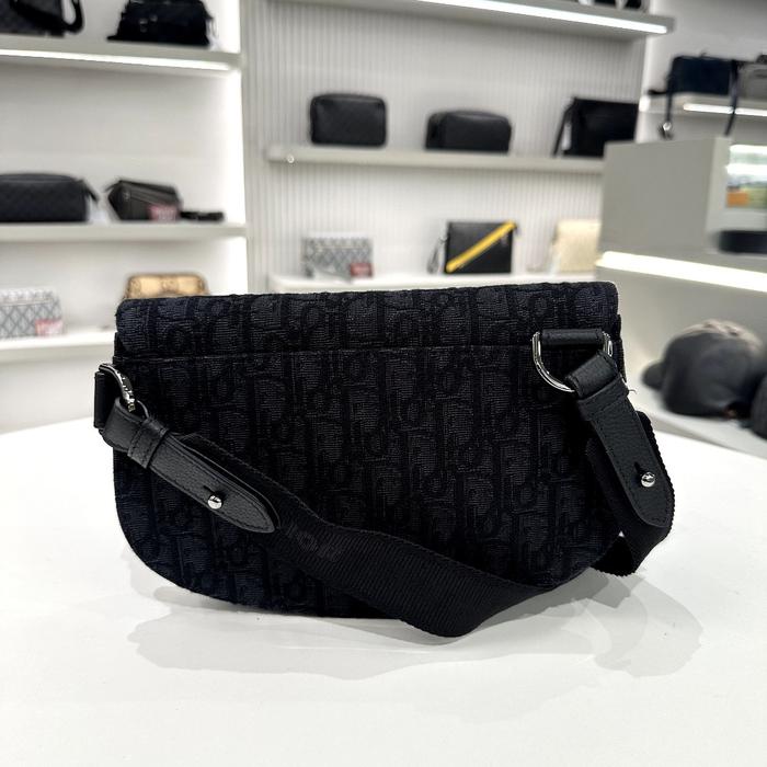 DIOR OBLIQUE JACQUARD SADDLE BAG BLACK