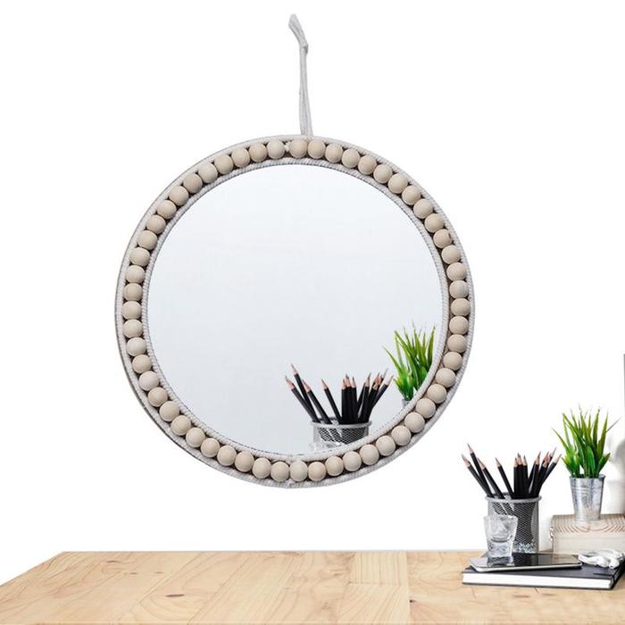 Round Straw Mirror Coastal Glass Wall Mirror Round Rope Wall Mirror