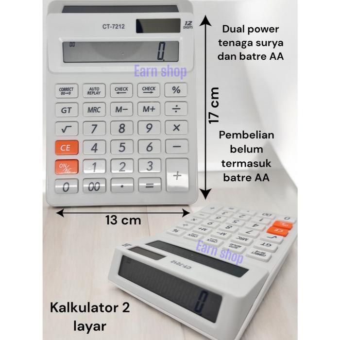 Kalkulator Citizen CT-7212 - Calculator 2 Display Layar / Check Ulang CT7212 12Digit