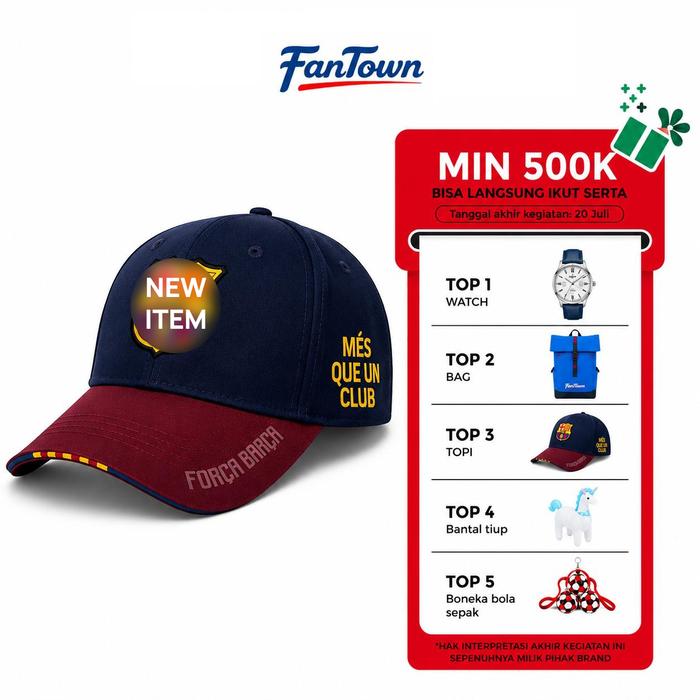 FanTown Official Store - Barcelona FCB Classic Red Blue Baseball Cap Topi Baseball Adjustable Unisex