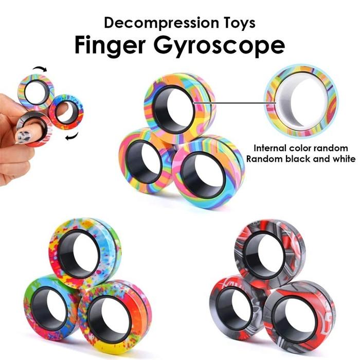 3Pcs Mainan Anak Magnetic Fidget Spinner Magnet Ring Children Toy / Finger Fidget Spinner Ring Magne