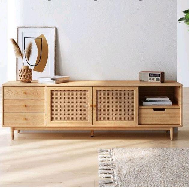Bufet TV Minimalis Rotan Retro Jati Modern Jepara dengan Desain Elegan dan Fungsional