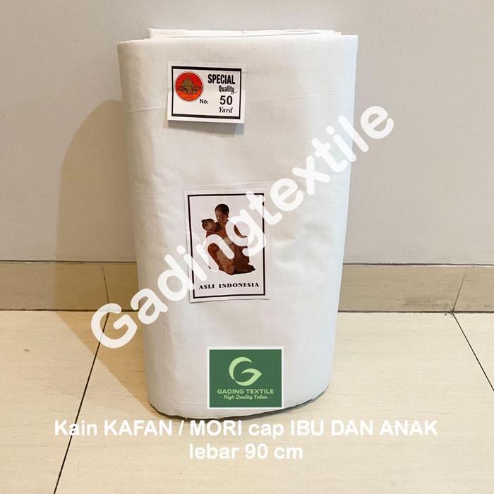 Terbaik ( per 1 roll ) kain kafan mori katun putih jenasah jenazah high quality CAP IBU DAN ANAK oss