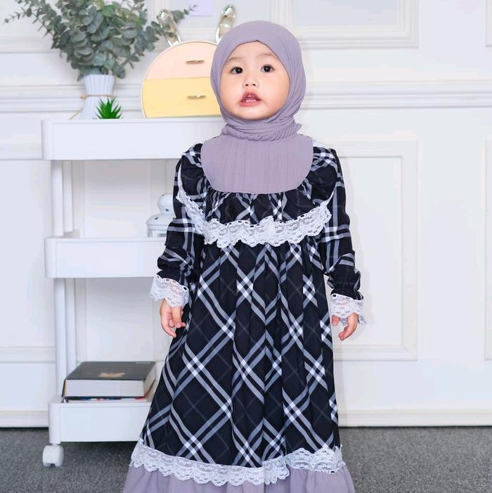 Bahan Gamis Blueberry Kain Katun Hight Quality Motif kotak Blueberry yang timeless bahan Anti gerah,