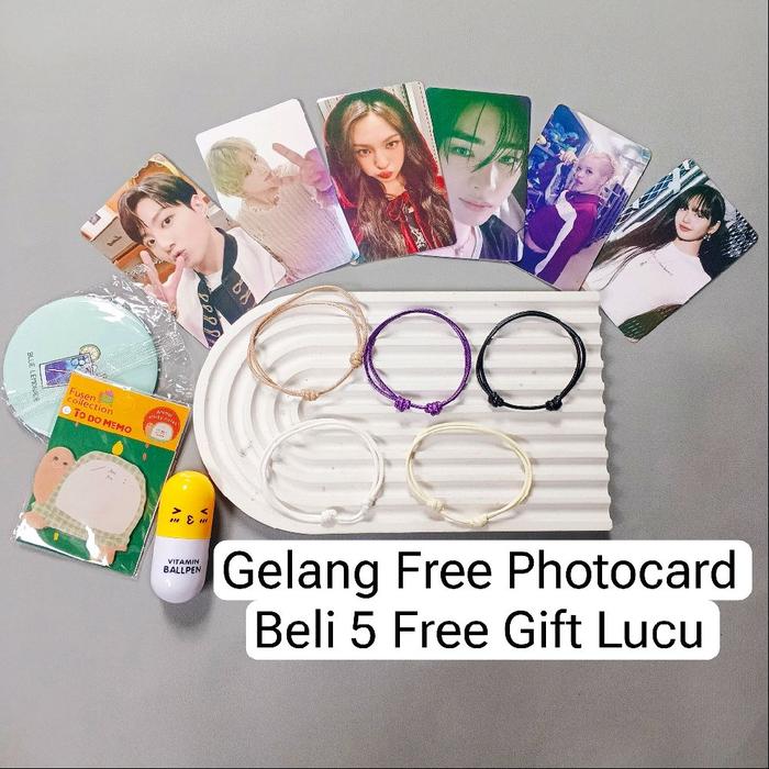 Gelang Kpop 5pcs Free Photocard KPop Blackpink Seventeen Enhypen Bracelets 2mm