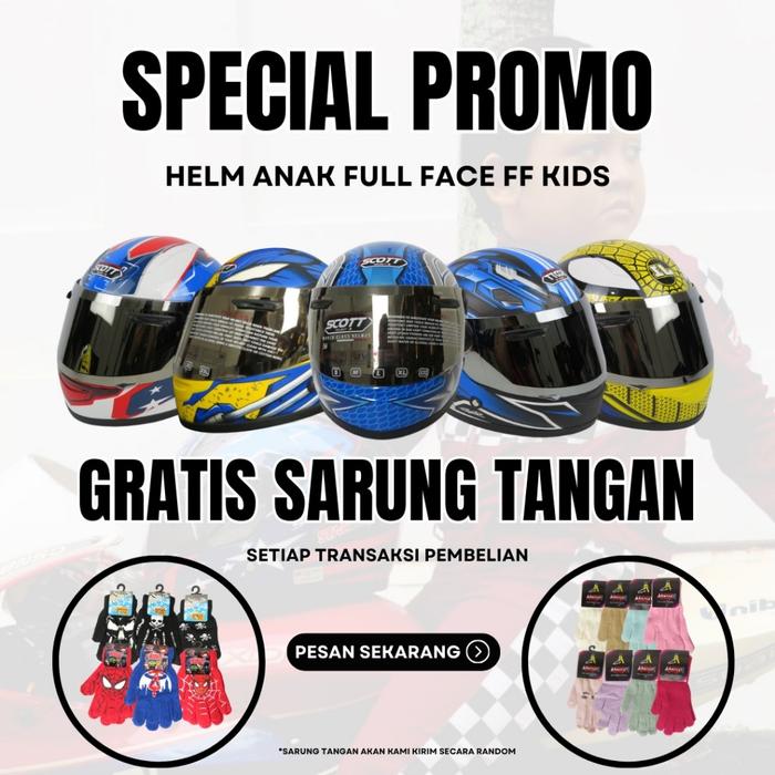 (PROMO) HELM FULL FACE ANAK SCOTT/SCOTT J1/ FULL FACE MOTIF/ANAK ANAK COWO/ANAK ANAK CEWE/ MOTIF LUC