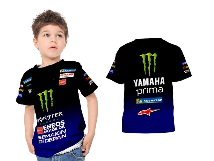 301 KIDS - Baju Kaos T-Shirt Jersey Anak MONSTER ENERGY YAMAHA 2025 Custom Full Print