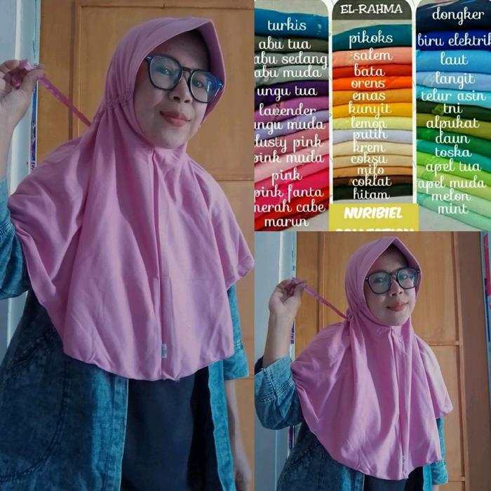 Jilbab anak sekolah robbani ukuran SMP warna biru elektrik birel turkis denim kuning kenari kunyit M