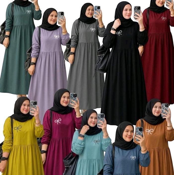 MIDI DRESS CANTIK By Pojee GAMIS POLOS