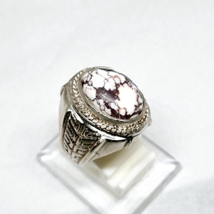Cincin batu pirus asli original urat merah hitam ceplok kuro / pirus persia urat emas merah hitam / 
