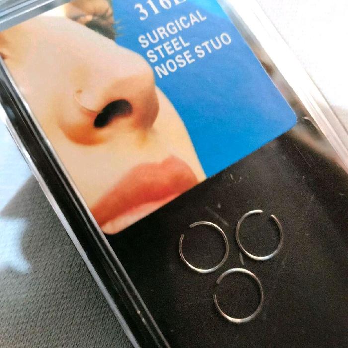 [KHUSUS AREA JAWA] Anting Hidung Piercing Hidung Tengah dan Samping Bulat Silver Tipis