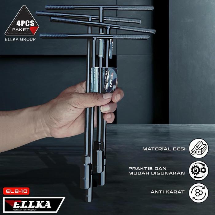 KUNCI T SOK SET PAKET 4 PCS / KUNCI SOK T VIPER EF SETARA TEKIRO T UKURAN 8MM T10MM T12MM T14MM