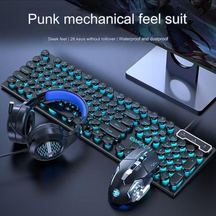 SMARTCOM ~ Paket Gamers Keyboard Blu-ray E-Sports Mouse Gaming Headset