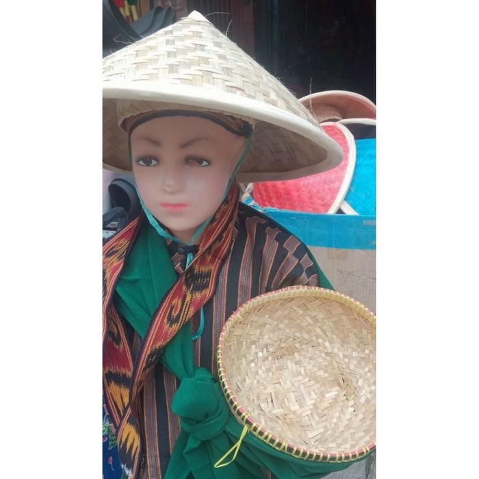 Paket Pentas Tari Petani Bakul Nasi Bambu Dan Caping Natura Ukuran Anak Tk Dan Sdl