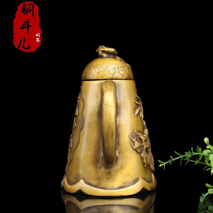 Teko tembaga murni kuno, semut naga kuningan, pot tembaga Kyushu, pot
