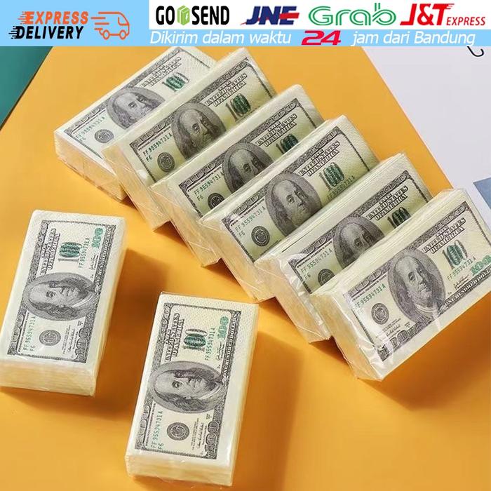 Tisu Kertas Dengan Desain Unik - 64 Lembar Motif Mata Uang Dolar 100 USD