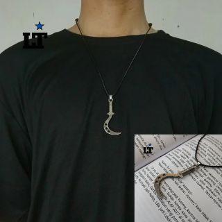 kalung celurit ll kalung tali hitam liontin motif celurit