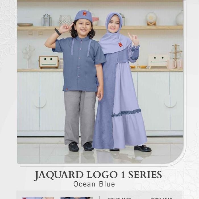 KEKE Gamis Anak Jaquard Logo 1 Ocean Blue Gamis Anak Perempuan Muslimah