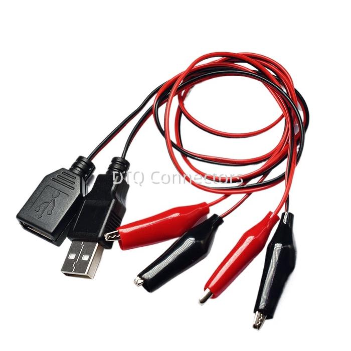 USB Alligator Clips Crocodile Wire Male/Female To USB Tester Detector DC Voltage Meter Ammeter Capac