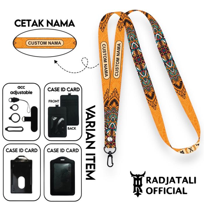 Lanyard Custom Nama Batik Series V3 Size 1,5cm Bisa Request Nama Full Printing 2 Sisi Gantungan Card