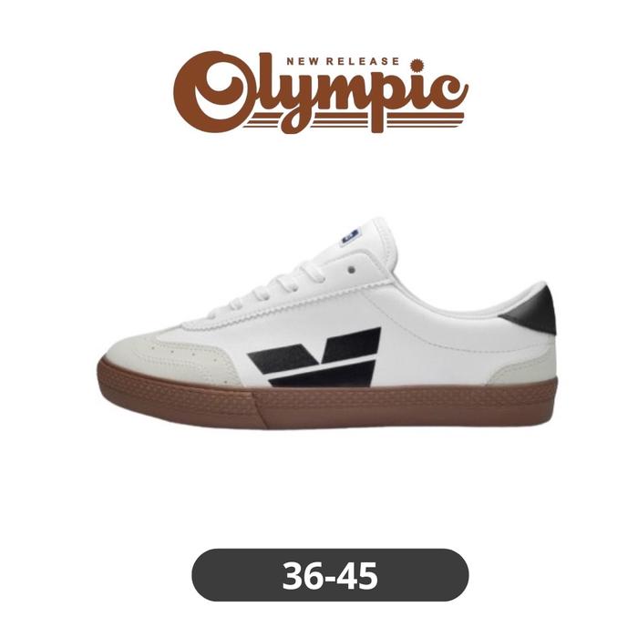Sepatu Ventela Olympic White Brown Casual Sneakers Shoes Kasual Putih Coklat Olahraga Pria