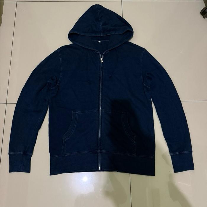 Hoodie zipper blue denim GU japan original L