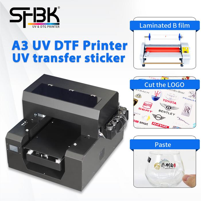 Auto A3 UV DTF printer suitable for self-adhesive AB film transfer