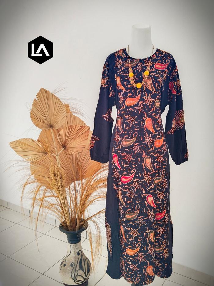 Gamis Batik Rayon Dres Tali Panjang Kain Adem Murah