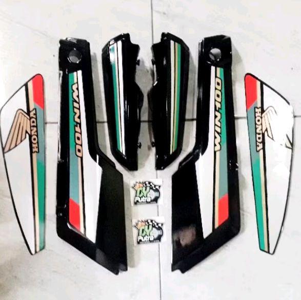 cover body bok aki honda win win 100 warna hitam set striping