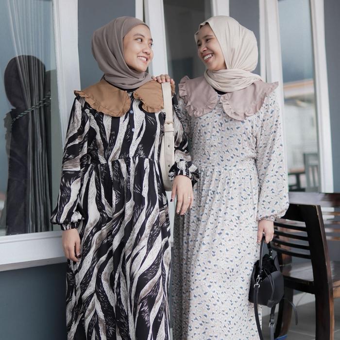 Aleya midi Dress rayon motif wanita Panjang Dewasa