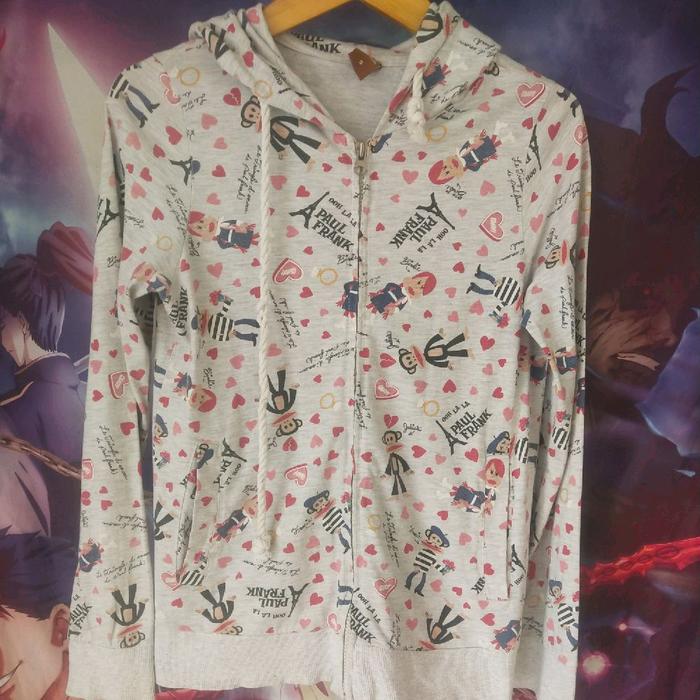 2000s Paul Frank Julius Monkey All Over Print Zip Up Hoodie Jaket Jacket Atasan Cewek Wanita Origina