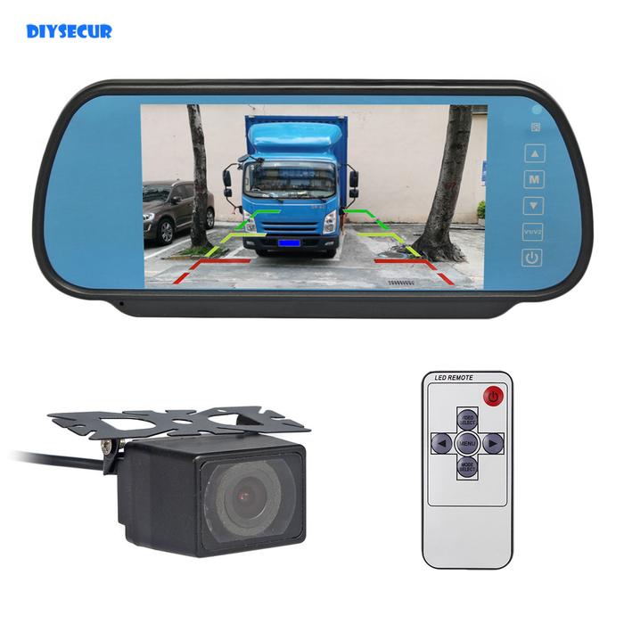 DIYSECUR Monitor Kaca Spion Tampilan LCD 7 "Monitor Mobil + Kamera