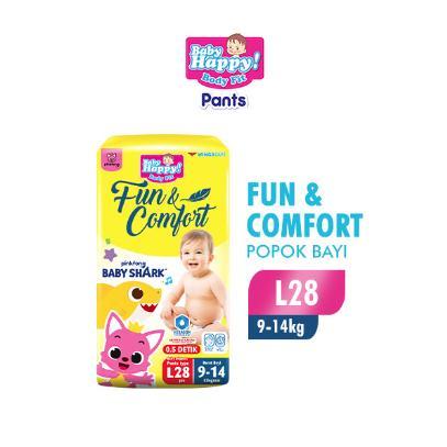 Twinpack Baby Happy Pinkfong M34+2 Popok Celana Diapers #Gratisongkir