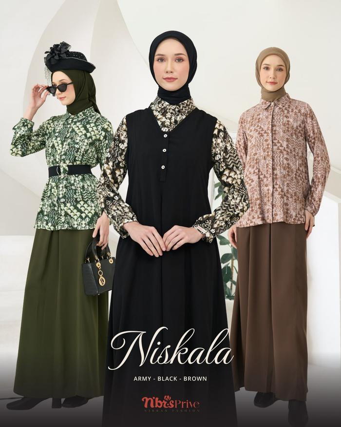 NISKALA Gamis Dewasa Muslim Outer & Blouse Nibras House Surabaya