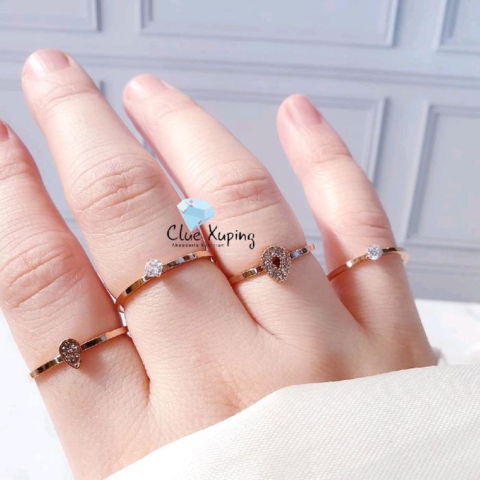 Clue Xuping - Aksesories Cincin Set 4 In 1 Oval Permata Satu Perhiasan Wanita Titanium Cxb0918 gelan