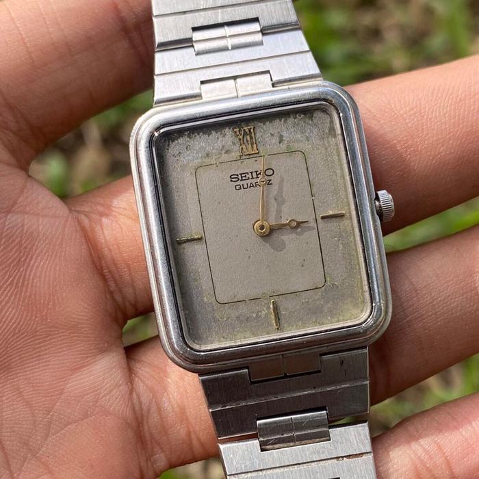 Jam Tangan Vintage Seiko Dolce Tank Slim Quartz Japan jadul kuno antik fashion pria wanita
