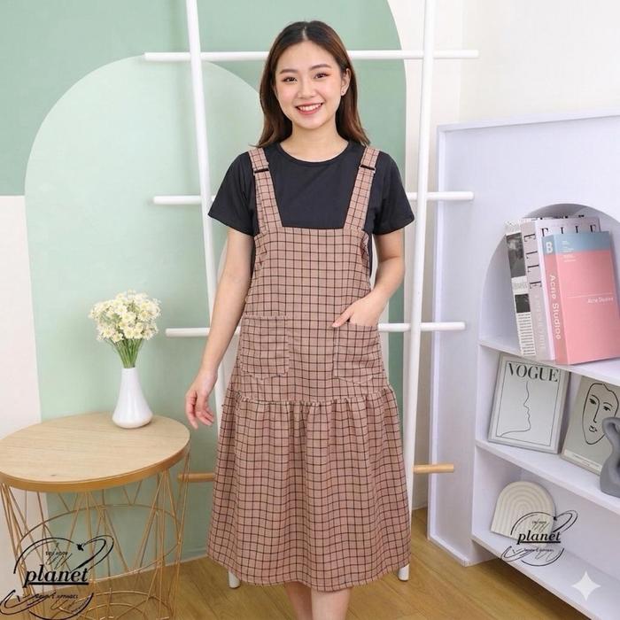 JUMPSUIT ANAK TANGGUNG PEREMPUAN 12 14 15 TAHUN MOTIF KOTAK ALL SIZE BAJU KODOK BAJU TERUSAN OVERALL