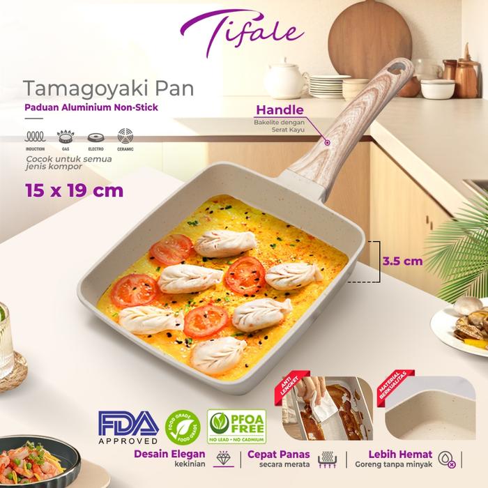 Tifale Tamagoyaki Pan White Granite Penggorengan Telur Omelette Anti lengket