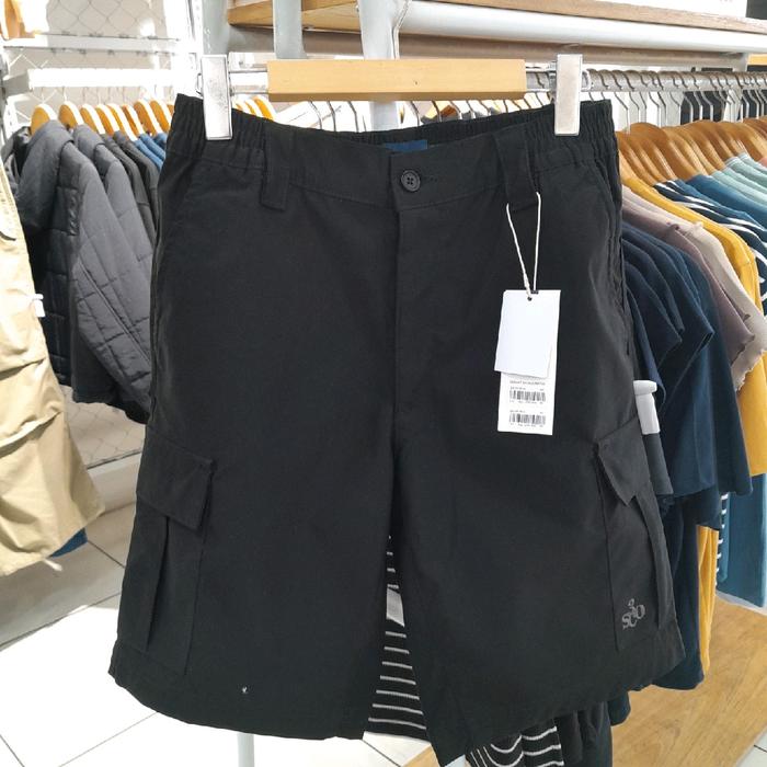 3second boys celana cargo S01012514HT Shorts Pria Hitam Katun Casual
