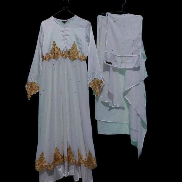 (Preloved) Set Almeera by Hijabisme Set Wedding Dress Syar'i Set Gamis Jilbab Cadar untuk Akad/Resep