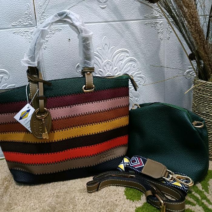 FOSIL HAND BAG WANITA TAS SELEMPANG WARNA HIJAU BOTOL